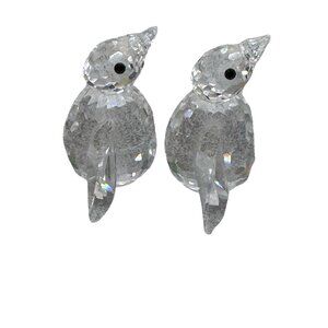 Swarovski Crystal Penguin Figurine Set Of 2 Clear Faceted Mini 1" Lot No Box REA